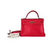 Hermes Kelly 32cm Bag Red/Silver Togo